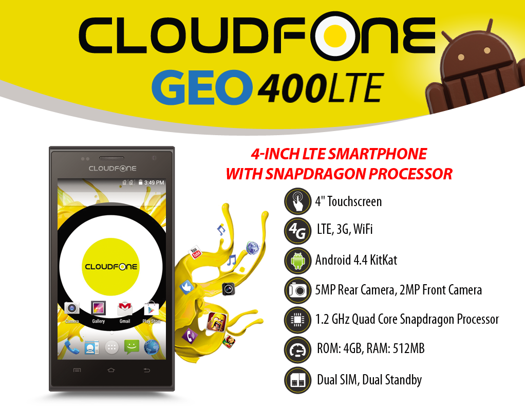 CloudFone GEO 400LTE Specs