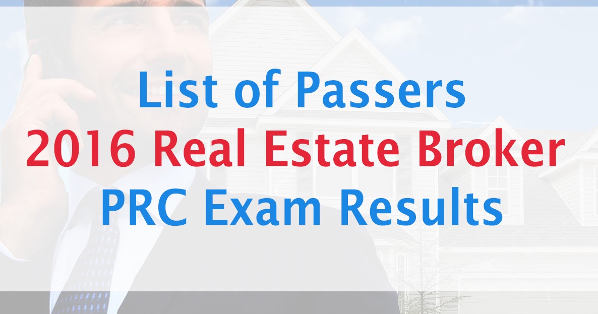 List of Passers February 2016 Real Estate Brokers Board Exam Results PRC Philippines