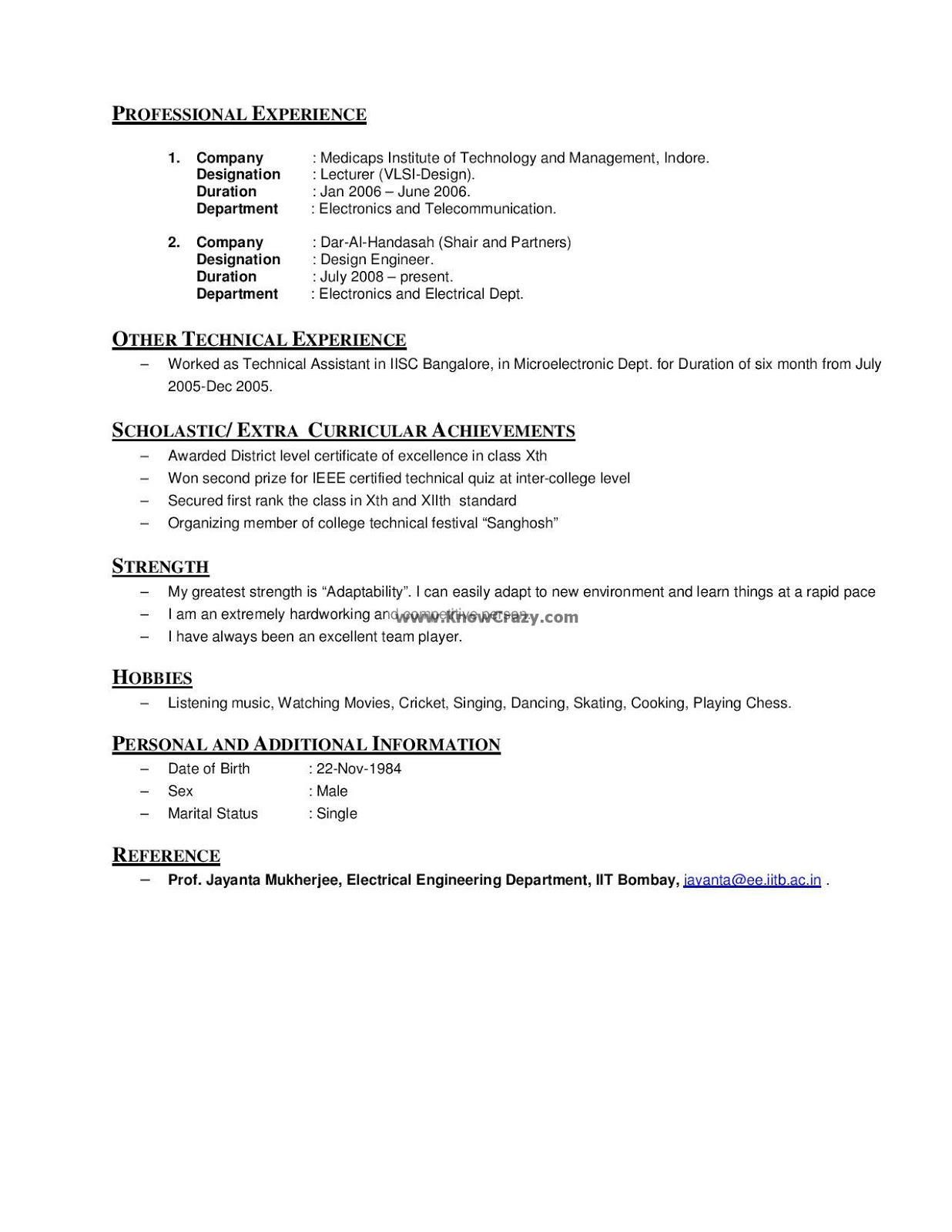 Resume interests examples