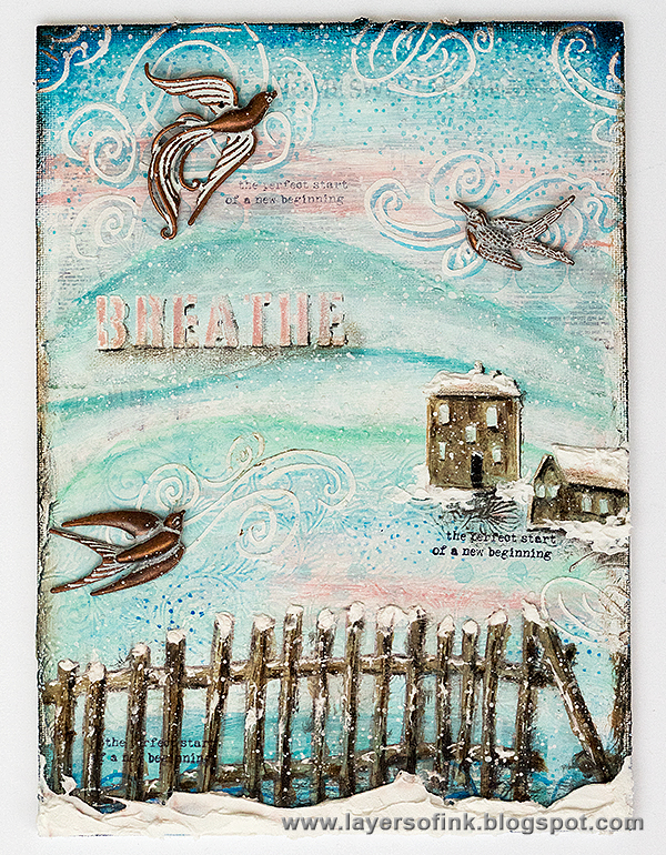 Layers of ink - Breathe Canvas Tutorial by Anna-Karin, with StencilGirl stencils