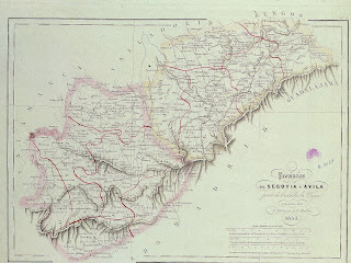 Mapa de las Provincias de Segovia y Ávila por Alabera y Mabon 1853