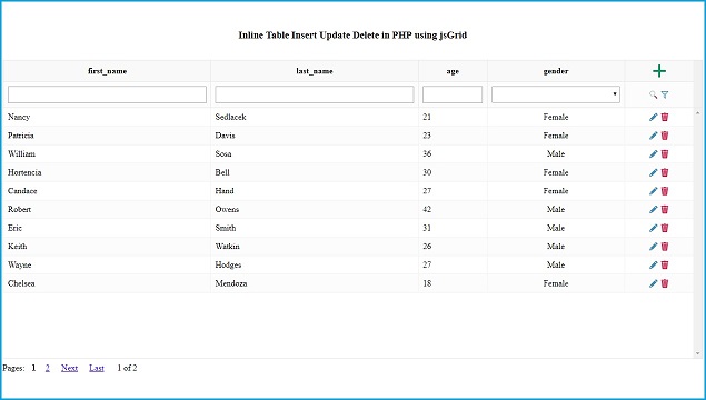 Live Table Add Edit Delete using PHP with jsGrid Plugin ...