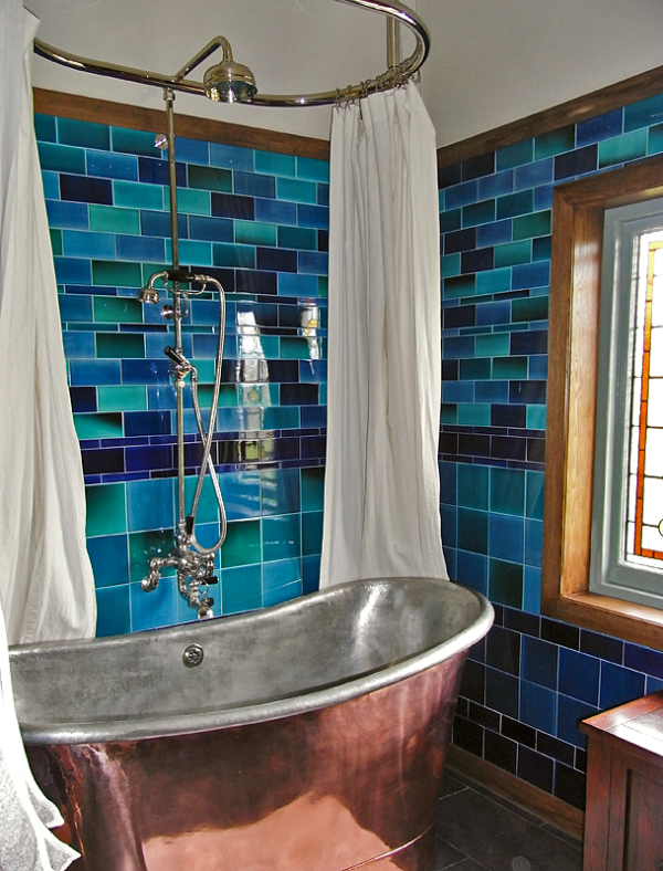 impressive bathroom with copper tub