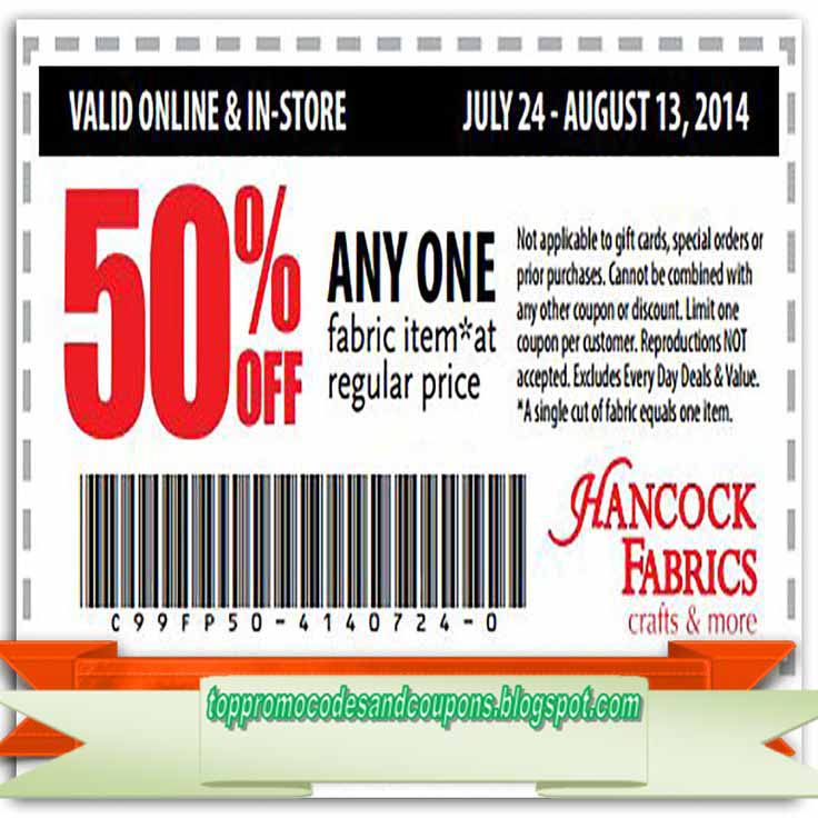 Free Promo Codes and Coupons 2023 Hancock Fabrics Coupons