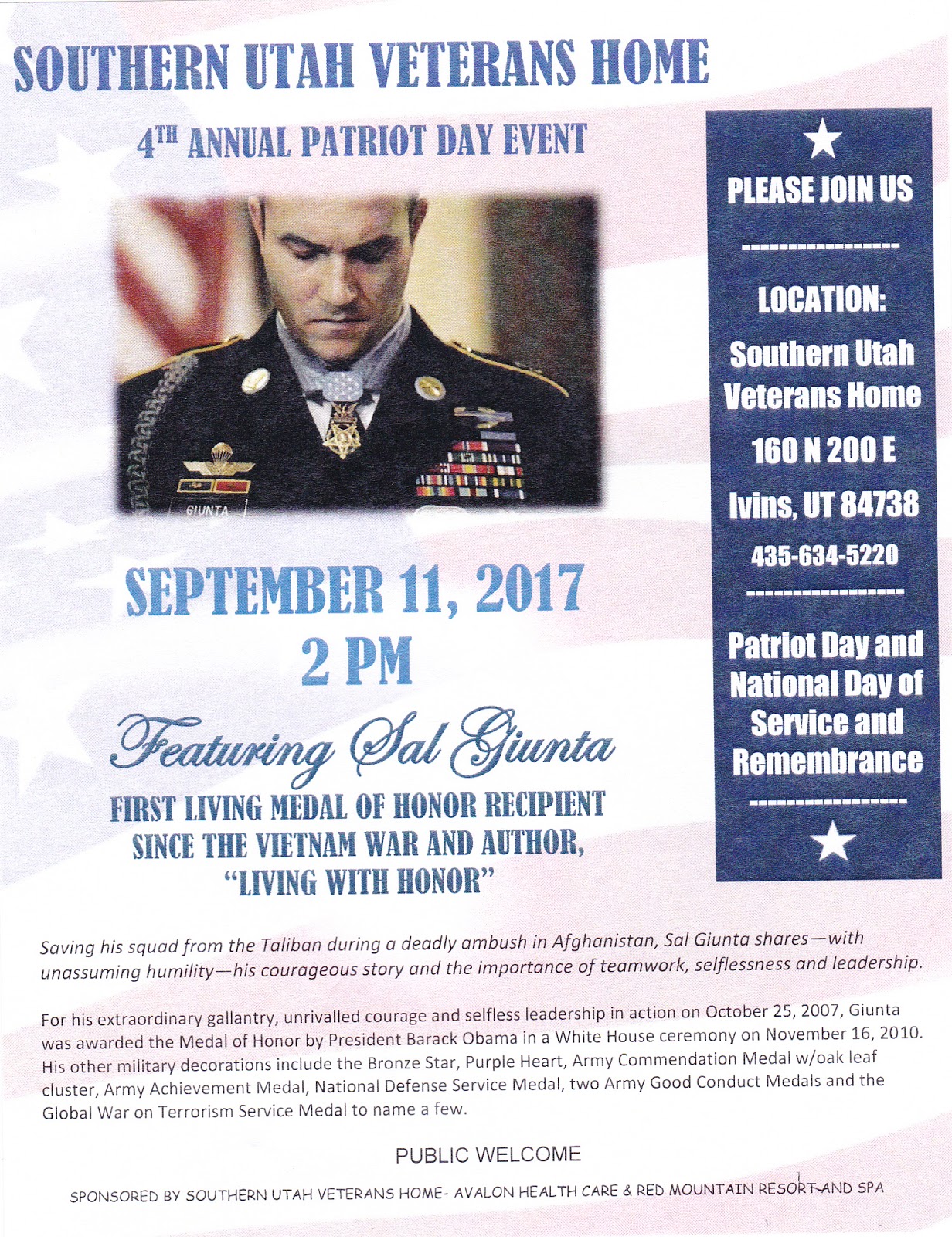 VCSU VETERANS CALENDAR 2017 Sep 11 Patriot Day Event