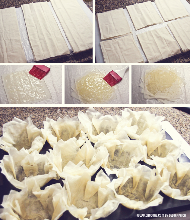 cesta de pasta filo - paso a paso