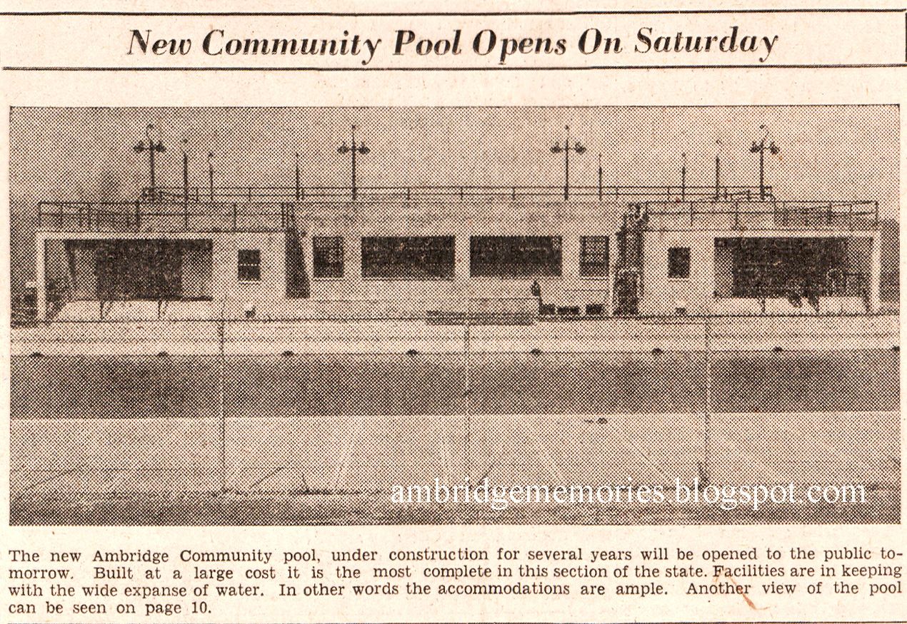 Ambridge Memories The opening of the Ambridge Borough Pool