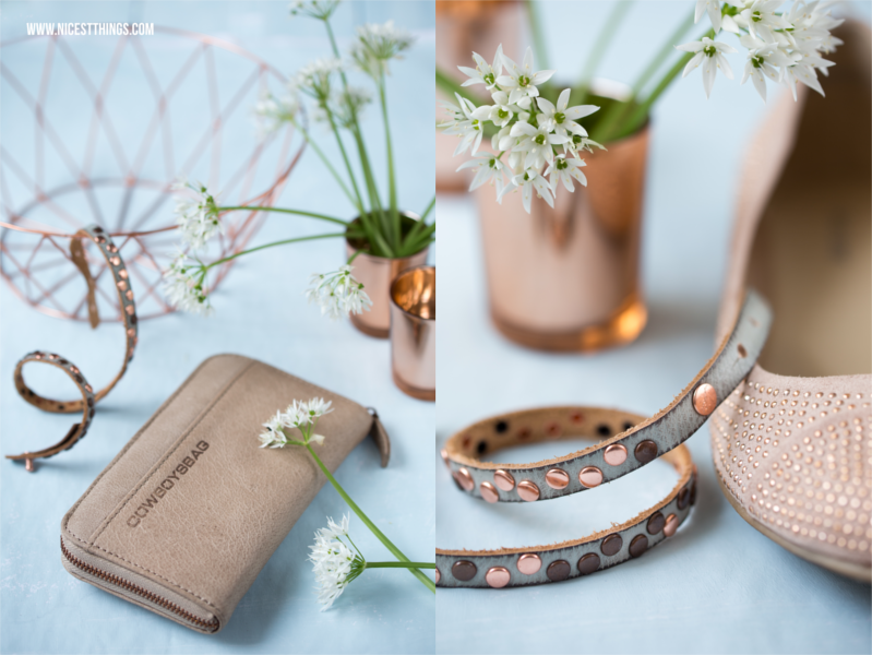 Accessoires Rosegold Armband Cowboysbag aus Leder mit Nieten in Roségold von Cowboysbelt