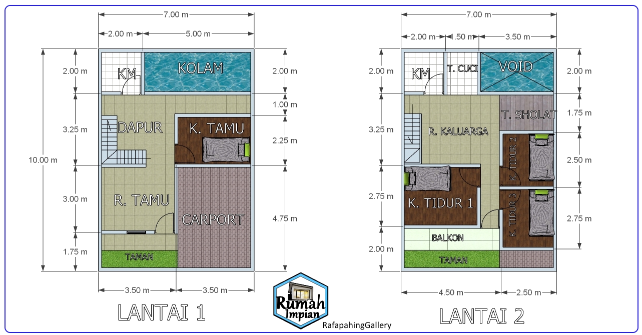 33 Denah rumah 7x10 meter