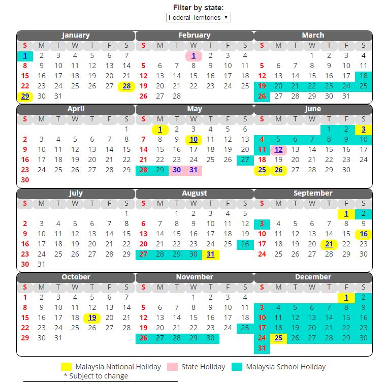 Public Holidays Malaysia 2017 With Long Weekend Planner Public Awareness