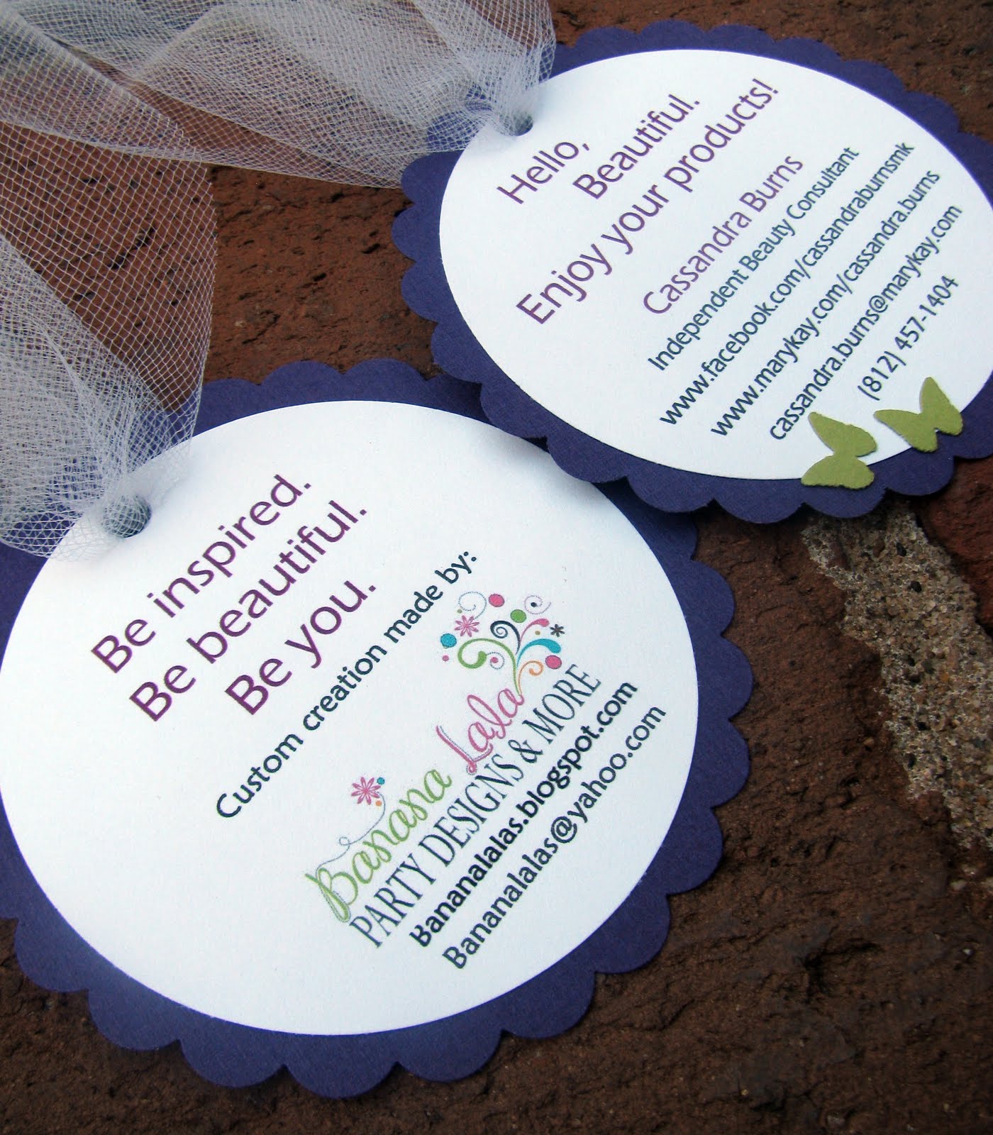 Banana Lala: Custom Gift Bag Tags: Butterflies, Tulle and Mary Kay