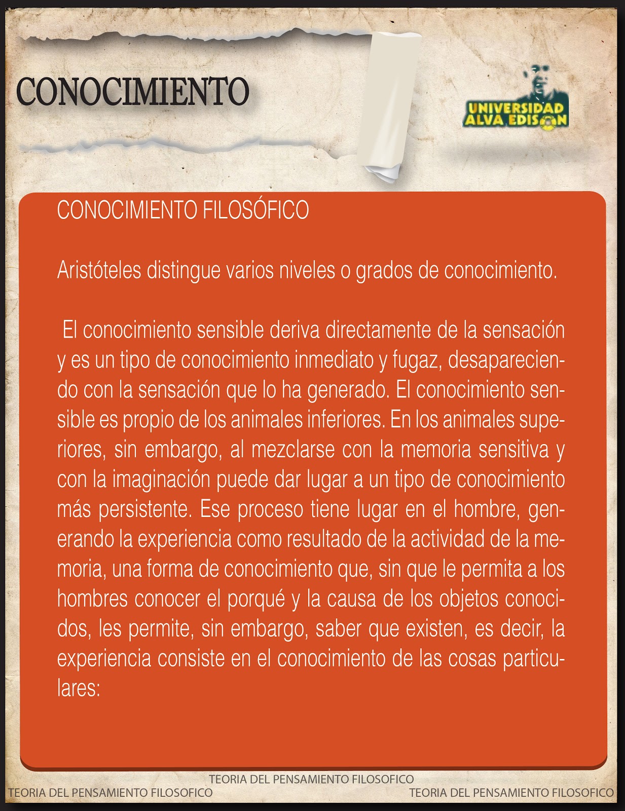 TEORIA DEL CONOCIMIENTO FILOSOFiCO CONOCIMIENTO Y TIPOS DE CONOCIMIENTO