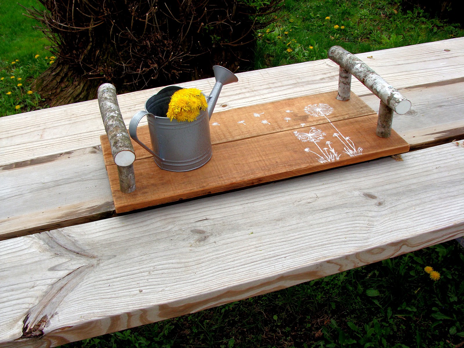 Dragonfly Swamp Branch Handled Outdoor Serving Tray