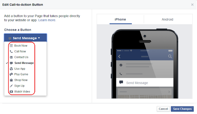 Facebook call to action
