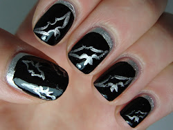 bat nails nail bats designs silver glitter outlined cuticles