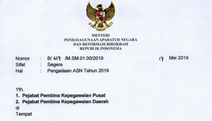 Surat Edaran Menpan Rb Terbit Terkait Pengadaan Asn 2019