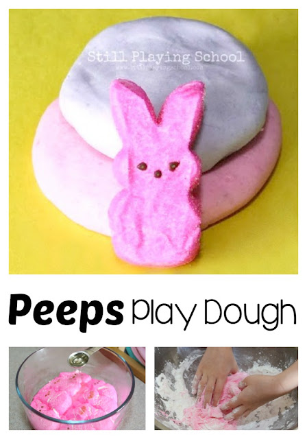 Kids will love making and playing with this Peeps play dough! 