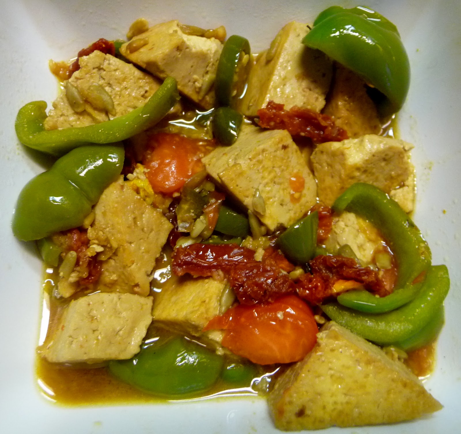 Artistic Vegan Marinated Tofu with Mixed Veggies