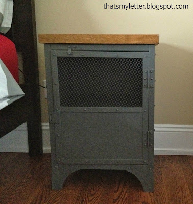 locker nightstand butcher block