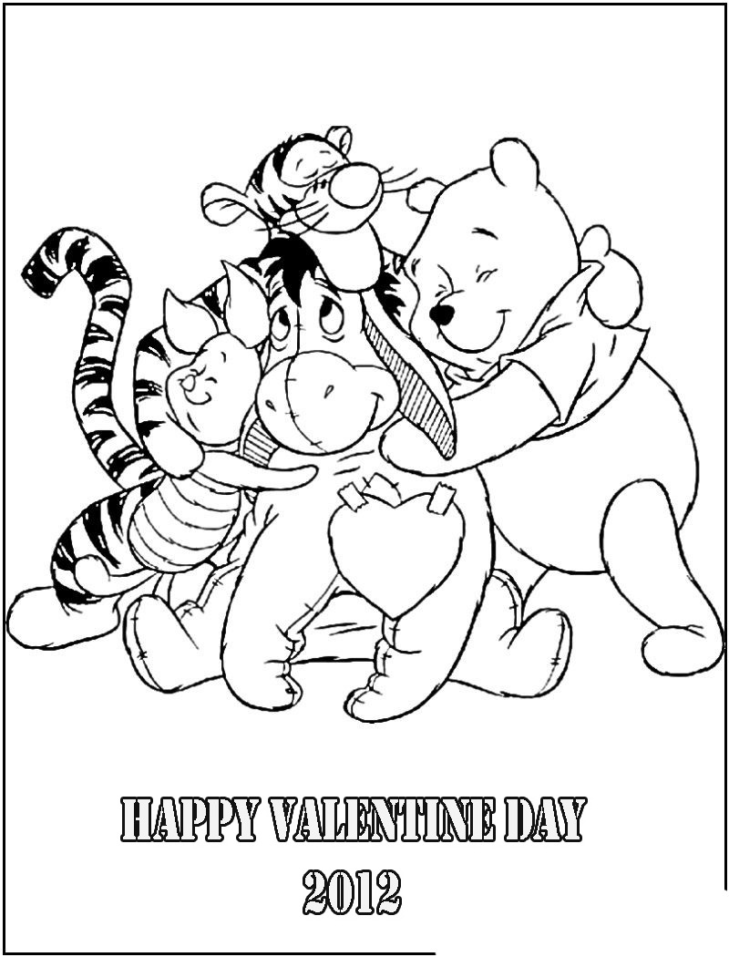 Winnie The Pooh Valentines Coloring Pages