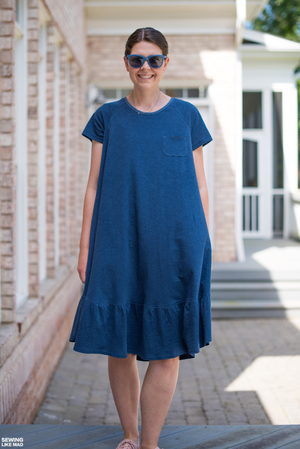 Sewing Like Mad The Waterfall Raglan Dress by Chalk and Notch.