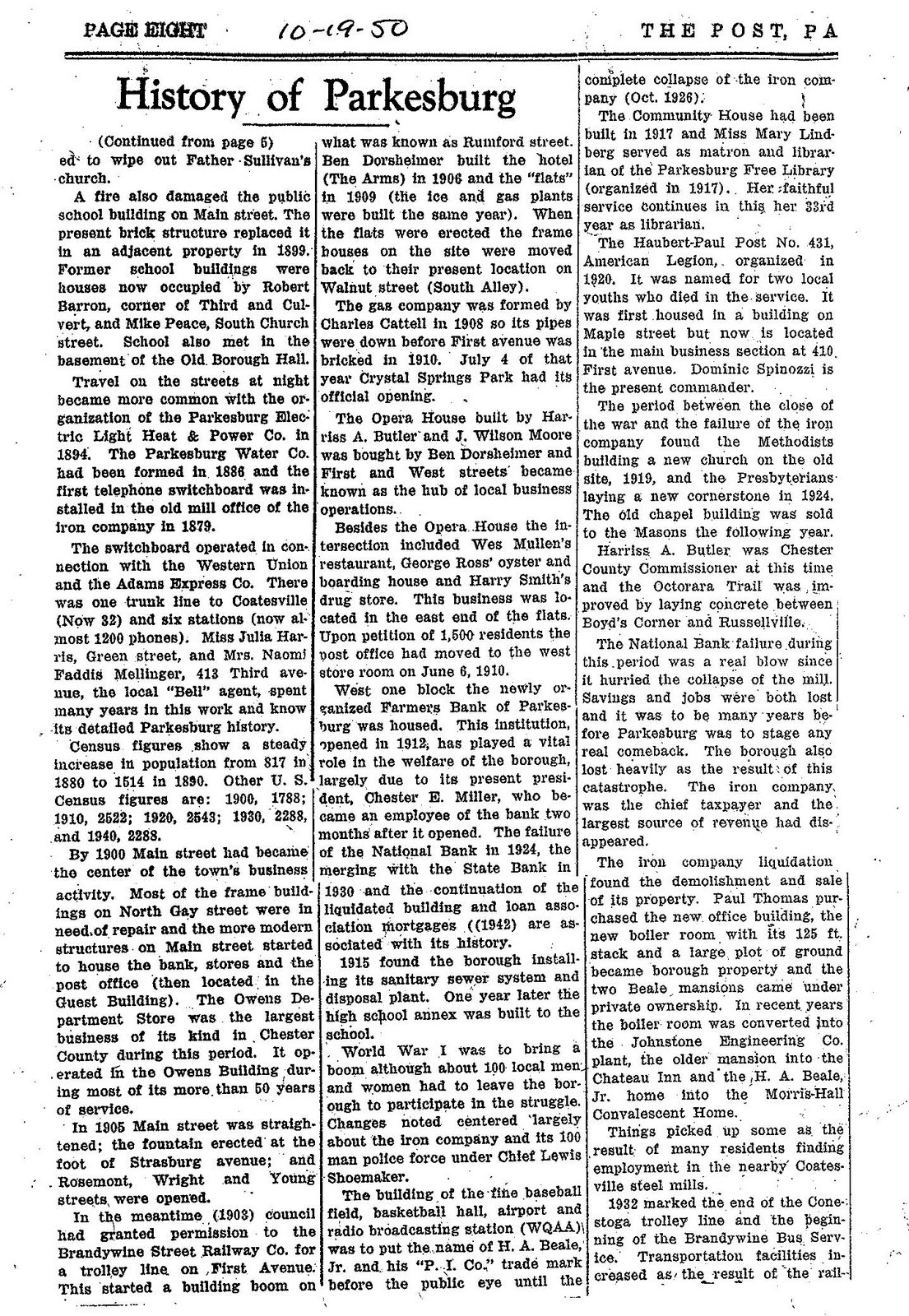 Parkesburg Today Maris Mullen's History of Parkesburg