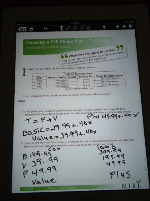 Comparing Cell Phone Plans Worksheet