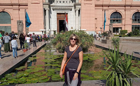 la fontana con papiro e fiori di loto davanti al museo del cairo