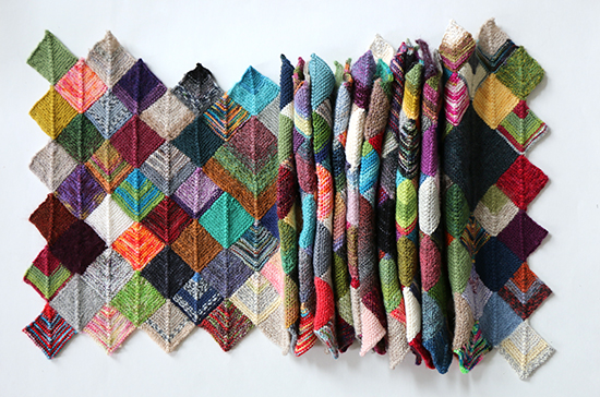 Knitting Progress on Scrap Sock Yarn Blanket