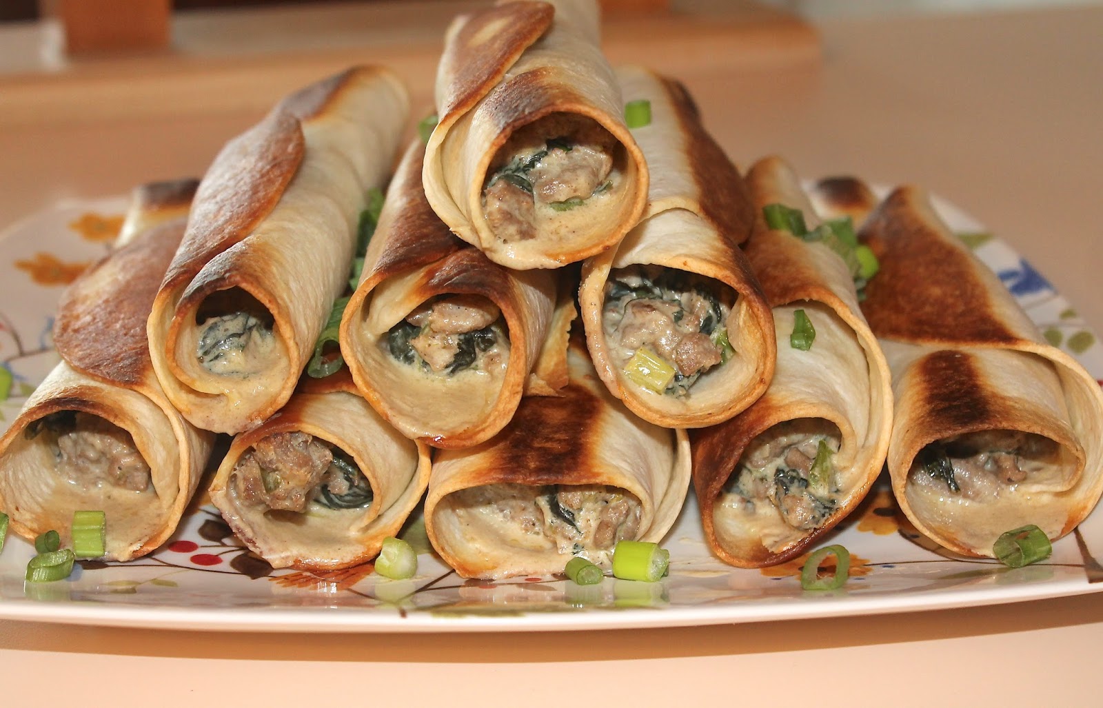 Savory Moments Turkey, spinach, and cheese flautas