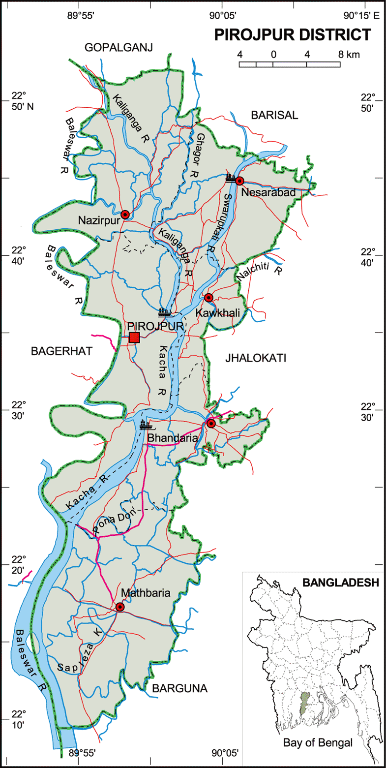 Map Of Pirojpur District Maps Of Bangladesh: Pirojpur District