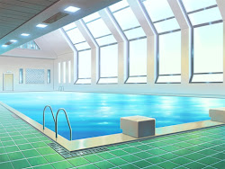 Anime Landscape: Sport Swimming pool Anime Background