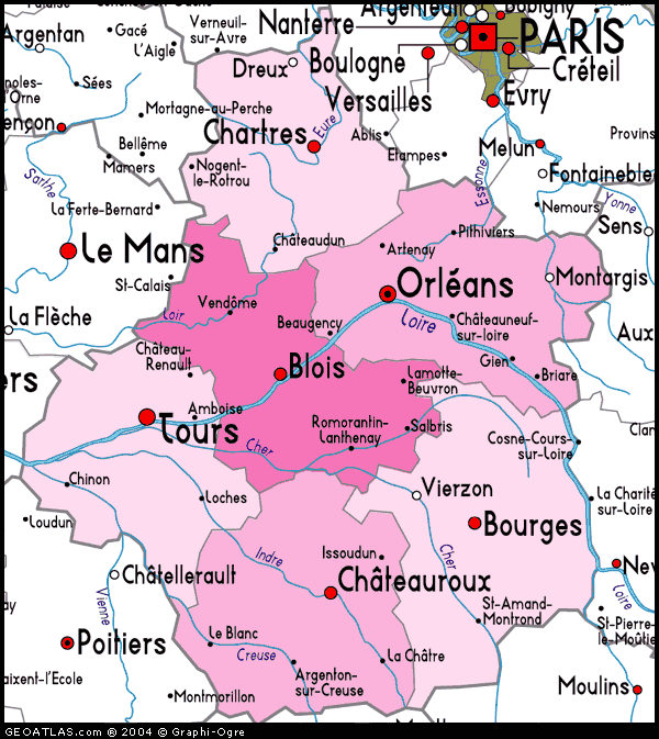 Centre France Geography Region Map Map of France Political Geography