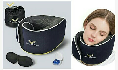 Travel Kit - ComfoArray Neck Pillow, Eye Mask, Earbuds and Organizer