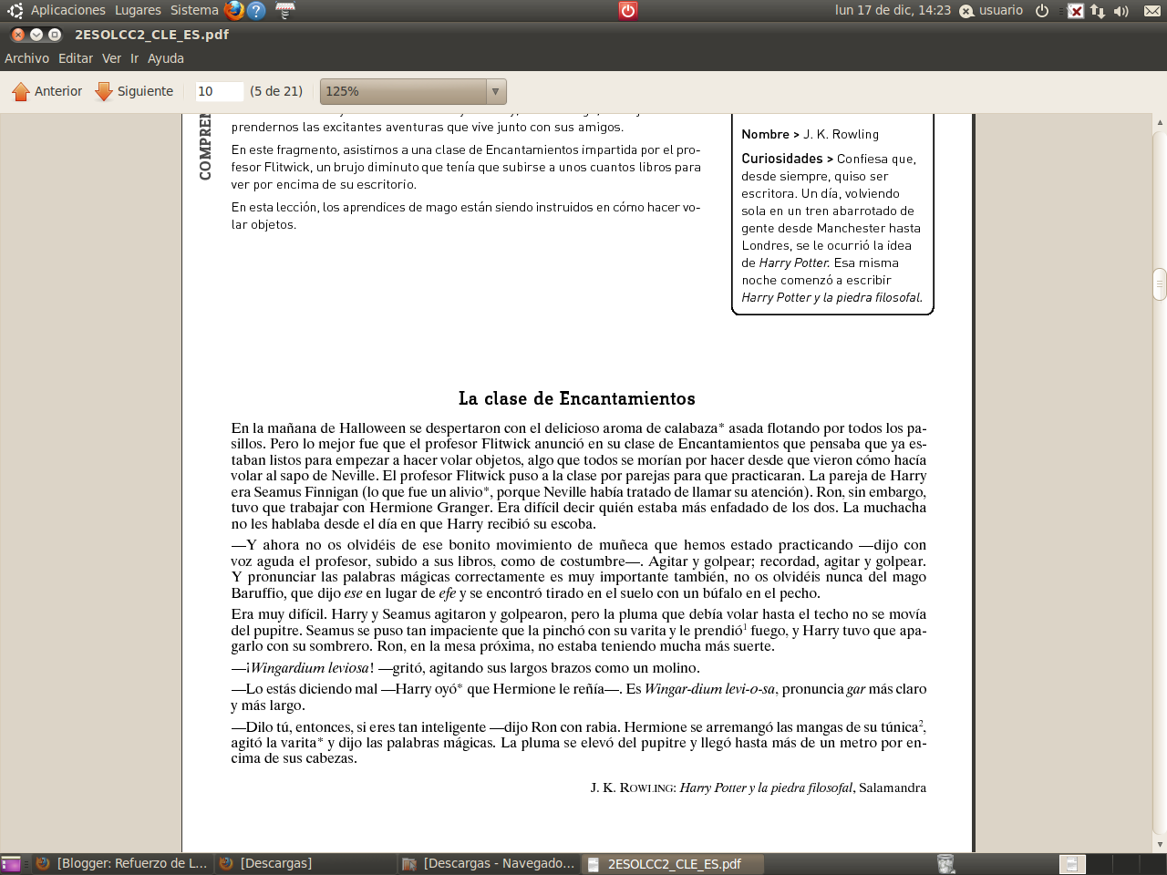 Refuerzo De Lengua 2 ESO Lectura 3 Parte 1
