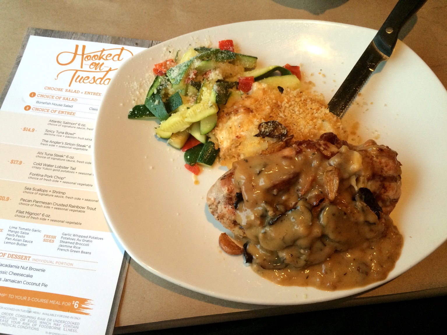 Evan and Lauren's Cool Blog 7/22/15 Bonefish Grill Hooked on Tuesday Menu