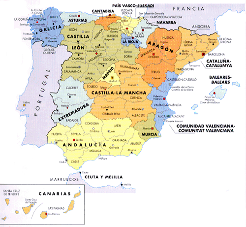 Mapa De Espana Por Ciudades