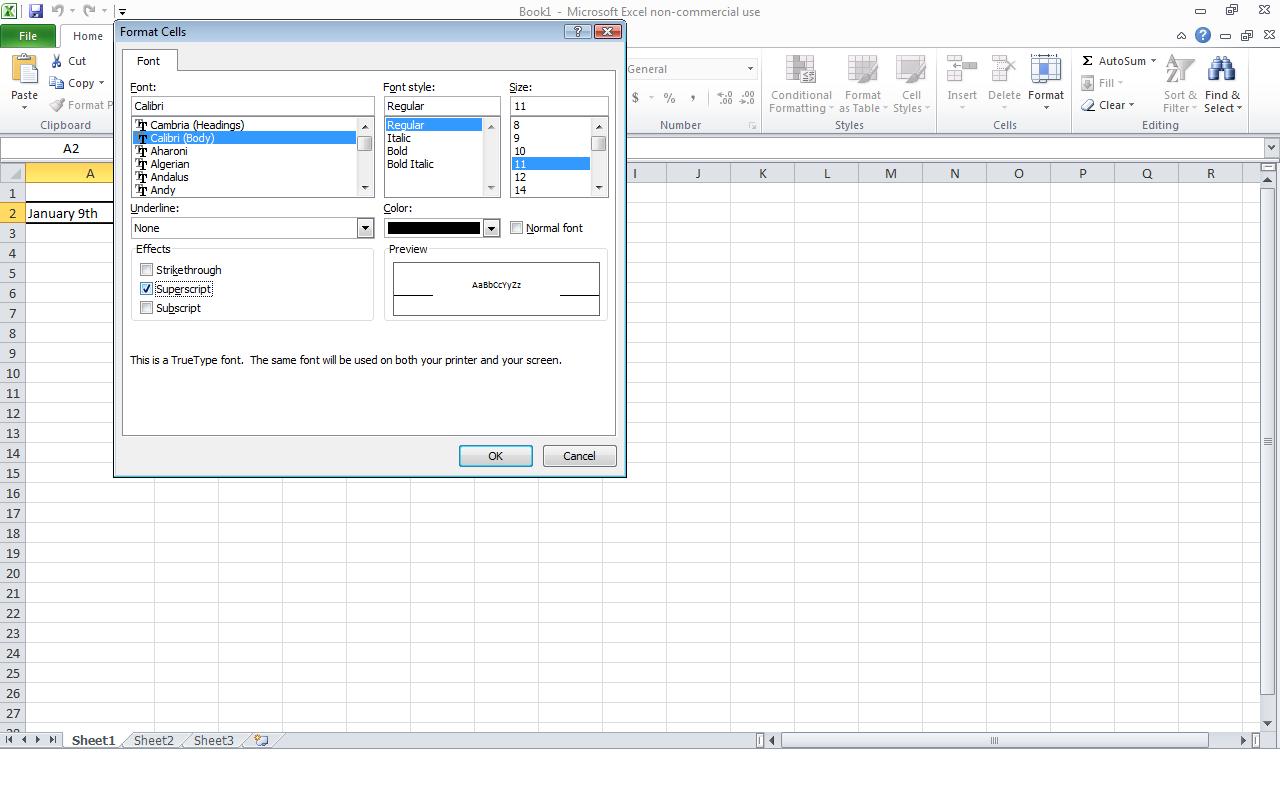 Power of Excel: How to create a superscript value in a cell