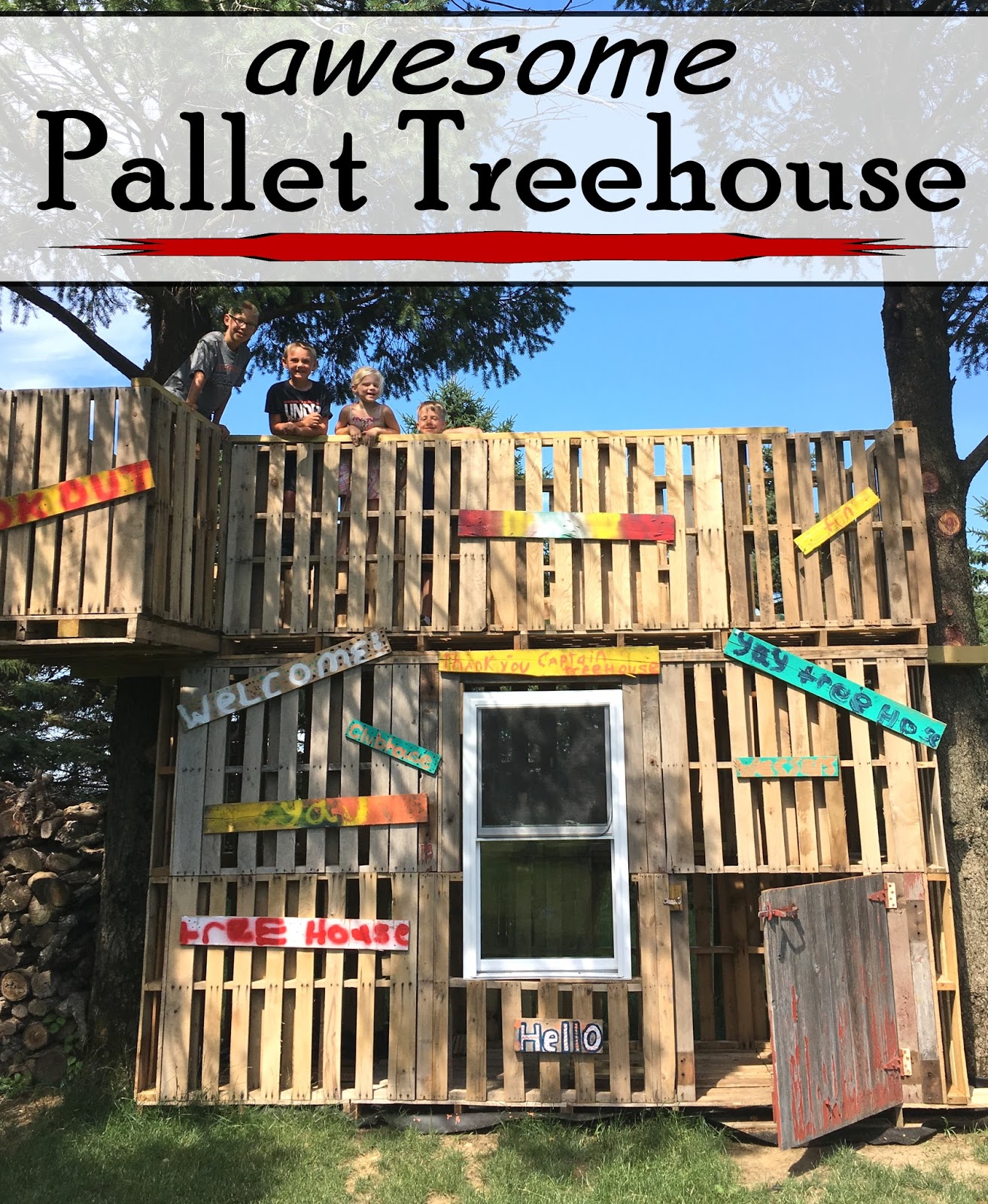 Kammy's Korner Pallet Treehouse {Creative But Blogless Friends}