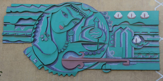 Ouzbékistan, Richtan, façade, fresque, © L. Gigout, 2012
