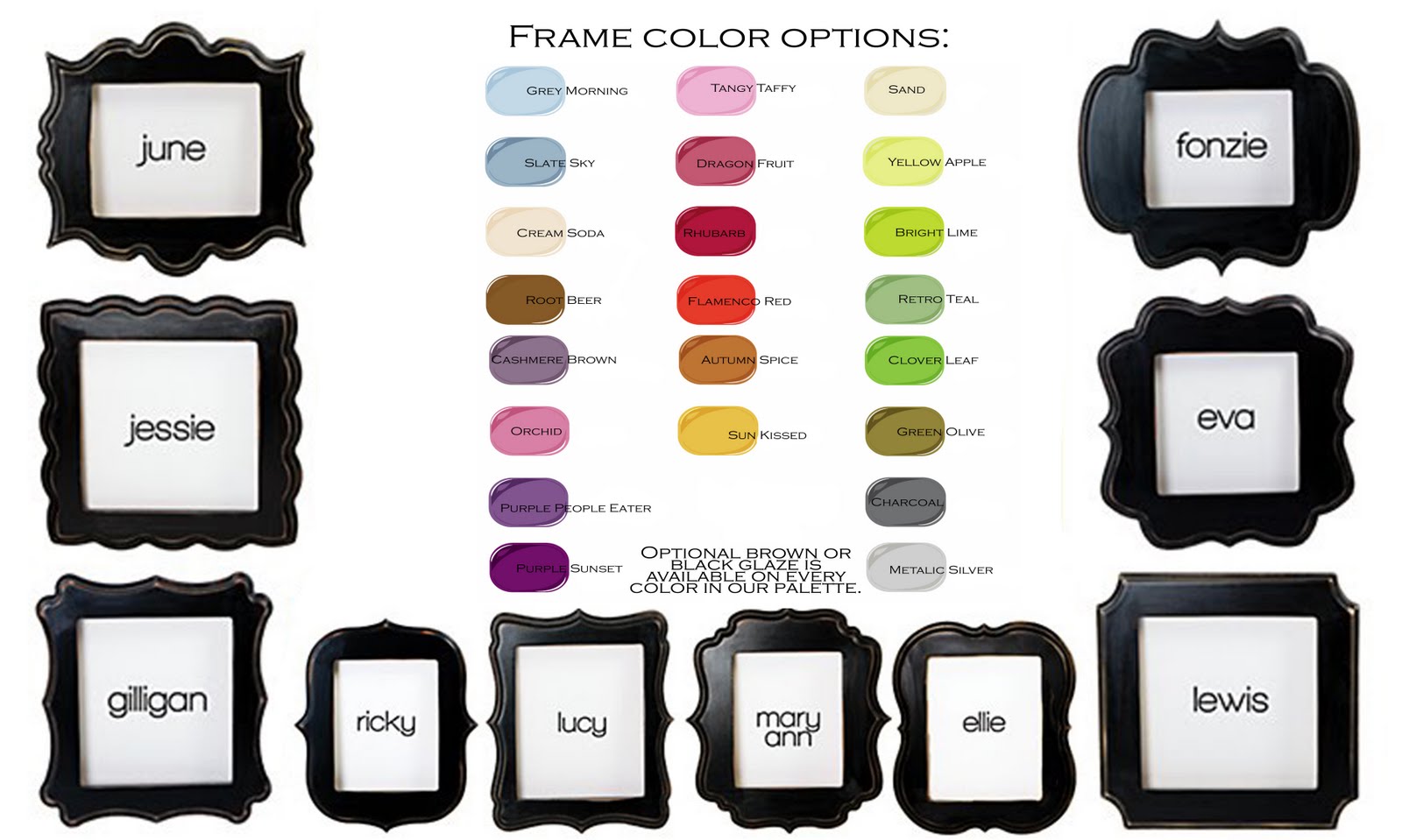 Saint Custom Frames Frame Shapes and Colors Available