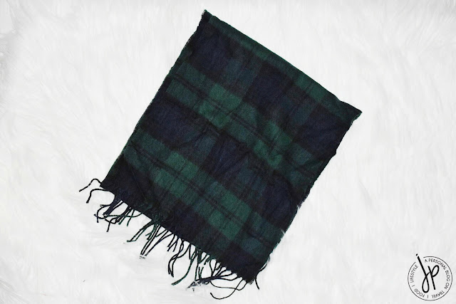 green and navy plaid scarf