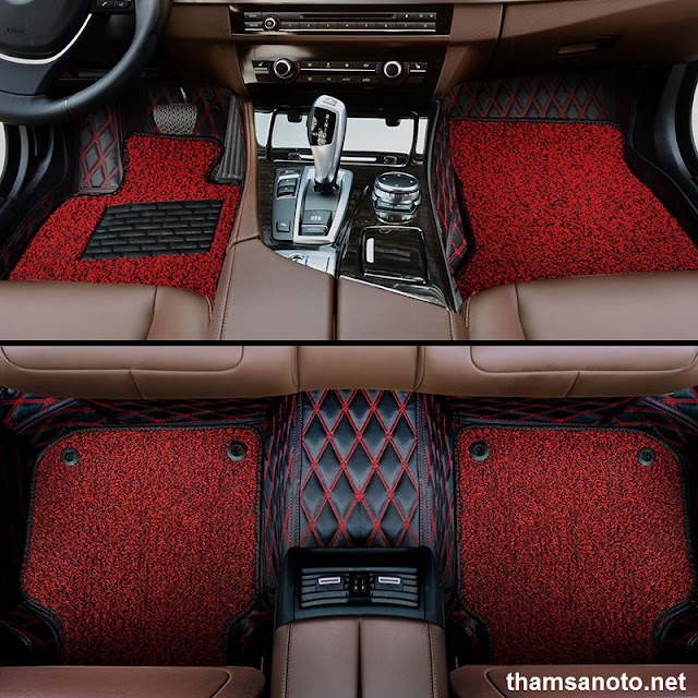 Thảm lót sàn ô tô màu đen chỉ đỏ