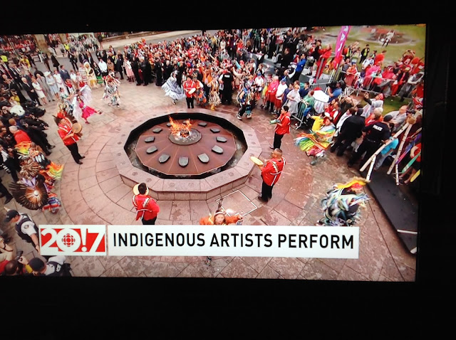 Screenshot CBC coverage Canada 150, Ottawa - Indigenous performers 