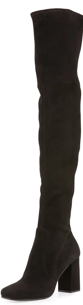 Prada Suede 85mm Over-The-Knee Boot, Nero