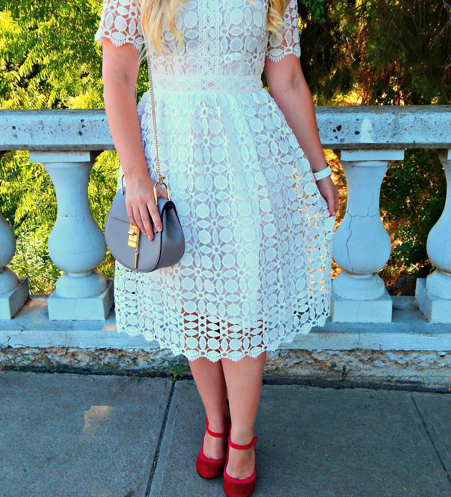 White Lace Dress with Collar