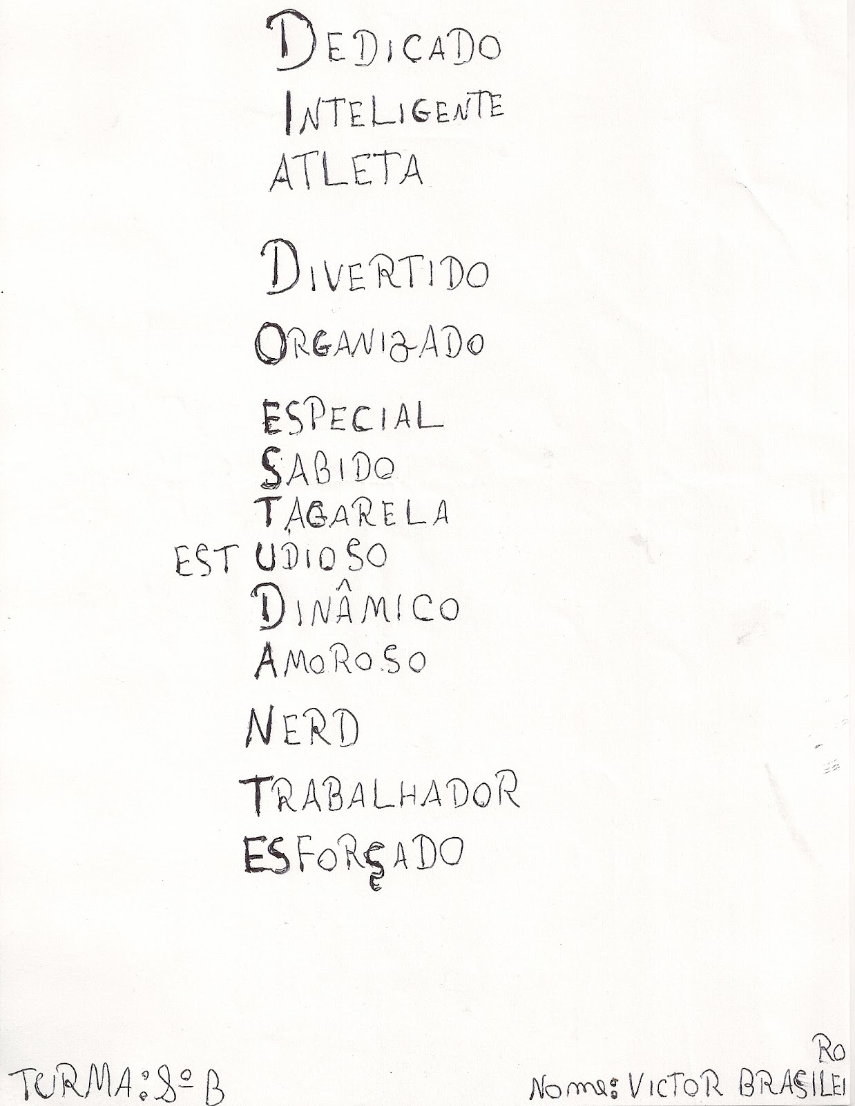 OFICINA DE PRODUÇÃO ACRÓSTICO DO ESTUDANTE 8º ANO