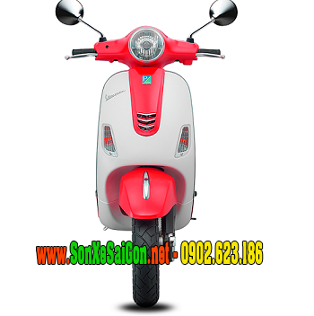 Mẫu sơn xe Vespa LX 125 bi-color trắng đỏ cực đẹp