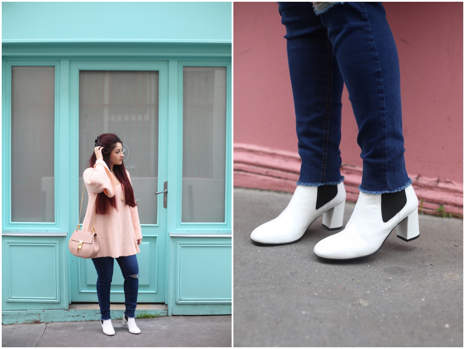 boots blanches retro