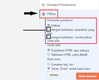 menonaktifkan kolom Komentar di Halaman & Posting Blogger menyembunyikan komentar
